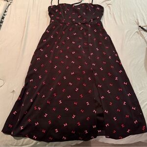 Francesca's Black Midi Dress with Red and Pink Bows